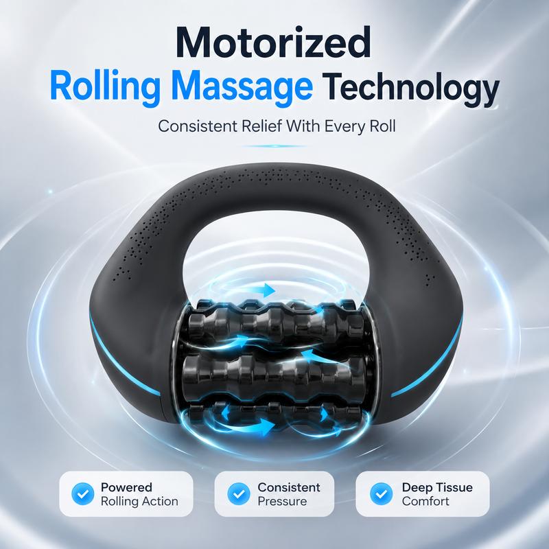 VIBROLAX muscle roller massager feature overview: 6 bars, 24 nodes, cordless and rechargeable