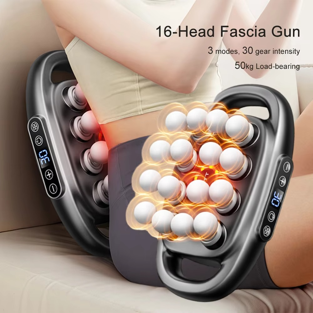 Vibrolax 16-Head High-Frequency Fascia Massage Gun – Deep Tissue Body, Neck & Shoulder Massager with Red Light Therapy
