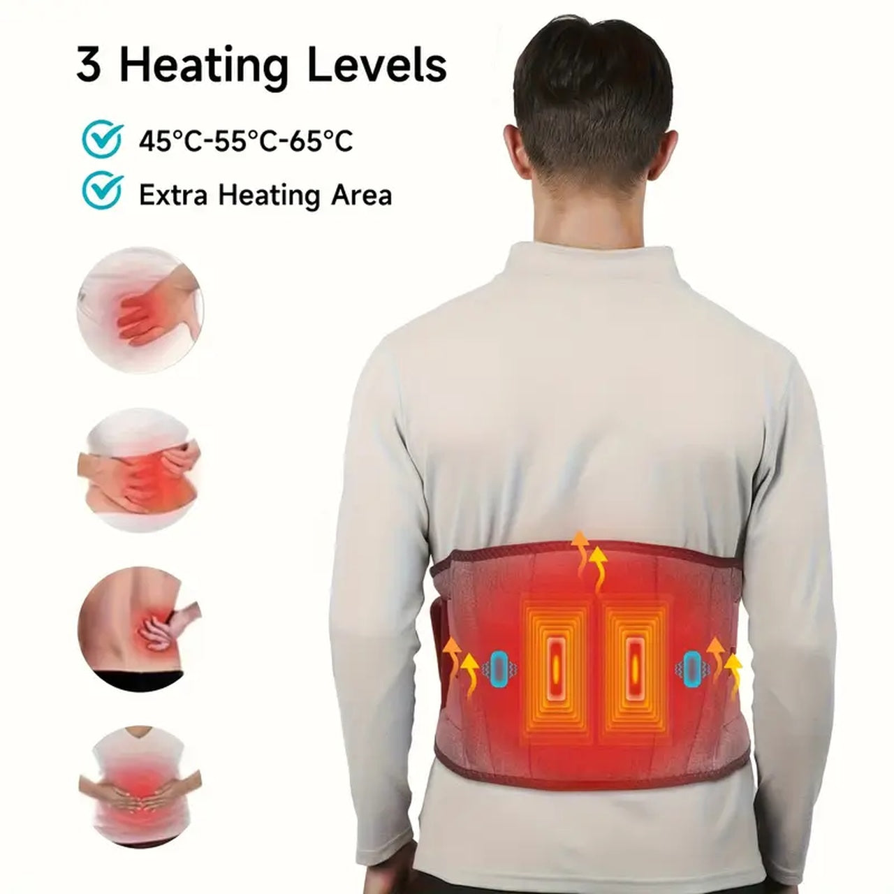 Vibrolax Cordless, Wearable Lower Back Massager | Heating Pad for Back Pain Relief