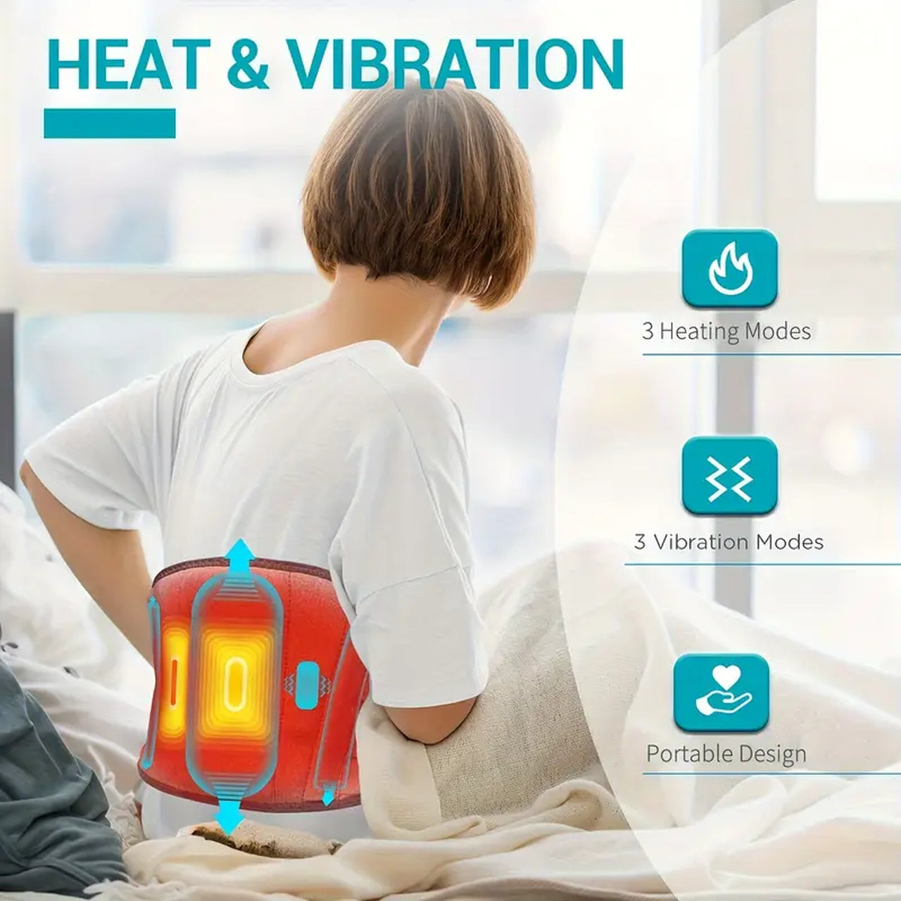 Vibrolax Cordless, Wearable Lower Back Massager | Heating Pad for Back Pain Relief